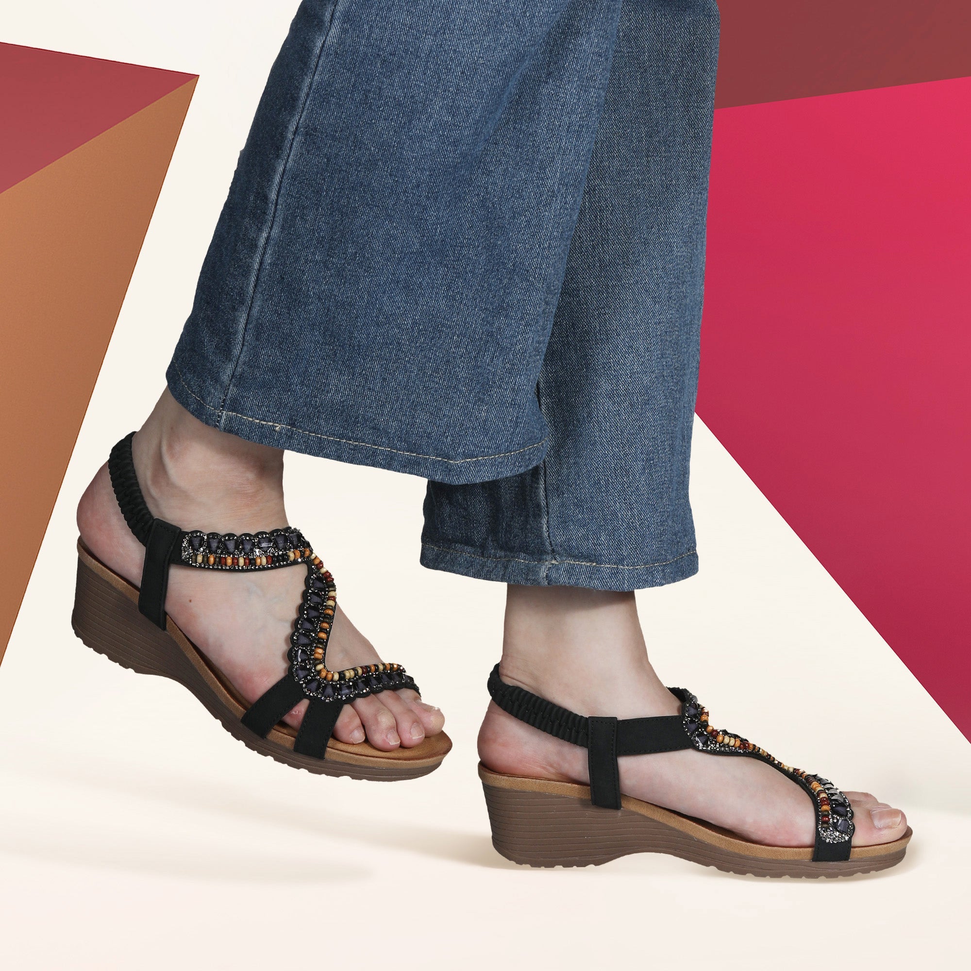 JOMIX Sandali Eleganti da Donna Estive con Zeppa Traspiranti Suola WWS250353