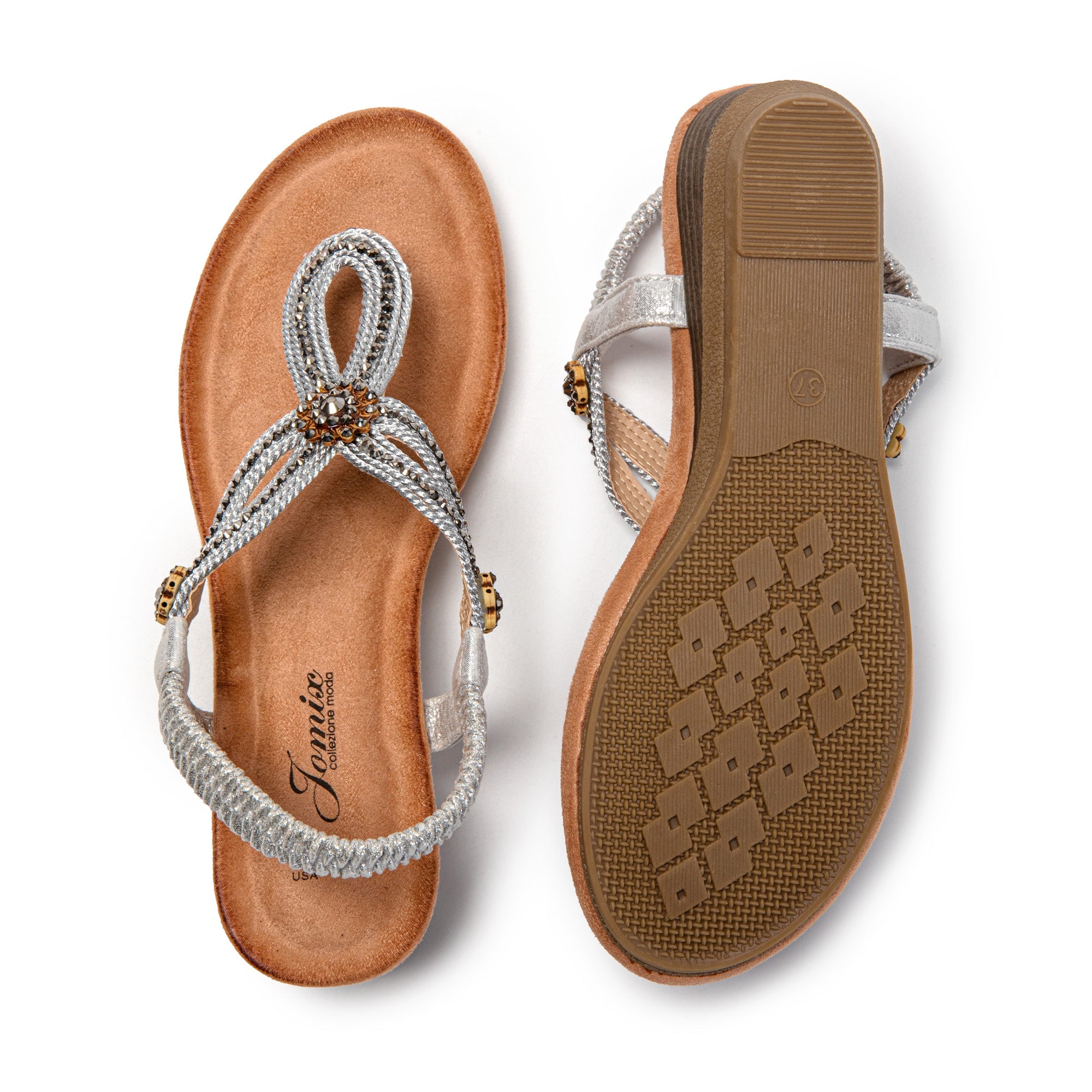 JOMIX Sandali Infradito Donna Estivi Bassi Comodi Eleganti con Strass SD9358