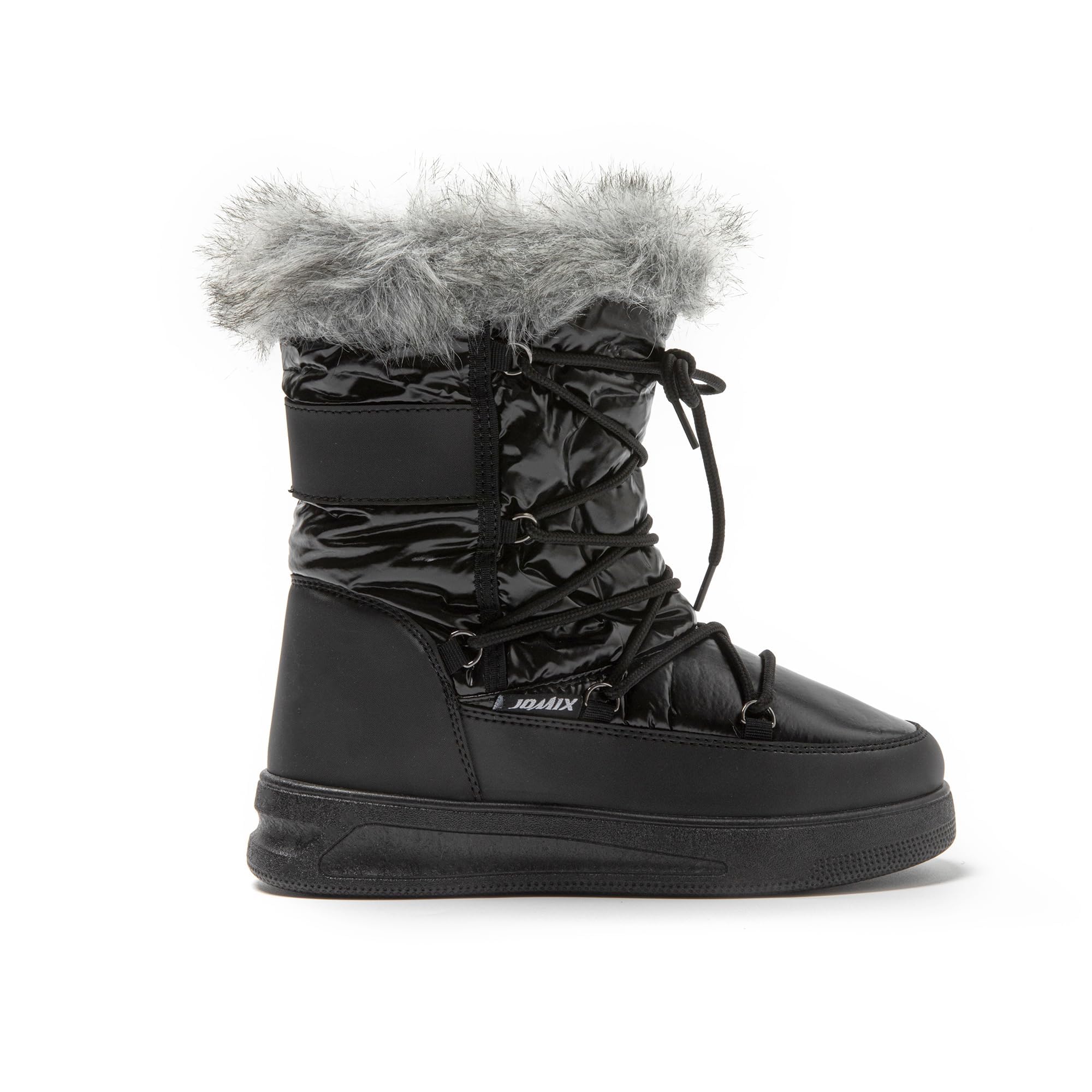 JOMIX Schneestiefel Damen Klassische Wasserdicht Stiefel Gefüttert Lammfell Schnürhalbschuhe Stiefeletten