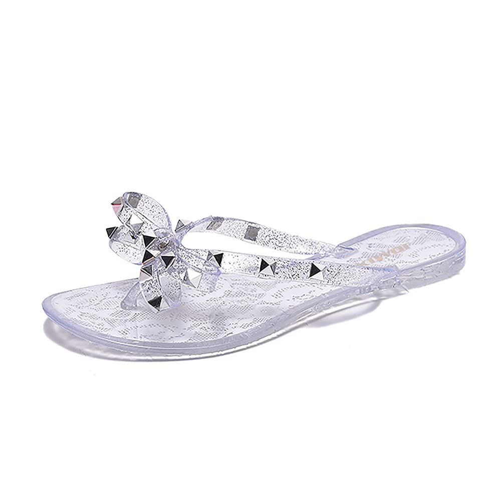 JOMIX Sommer Sandalen Keilabsatz Flip Flops Damen Elegant Zehentrenner Damen Glitzer Strasssteine Sandaletten Weiche Fußbett Pool Meer Strand Outdoor