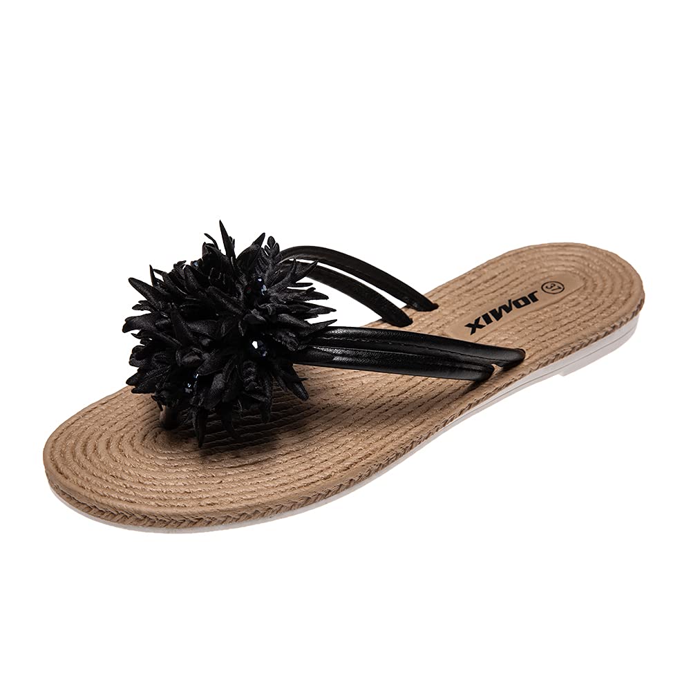 JOMIX Sommer Sandalen Keilabsatz Flip Flops Damen Elegant Zehentrenner Damen Glitzer Strasssteine Sandaletten Weiche Fußbett Pool Meer Strand Outdoor