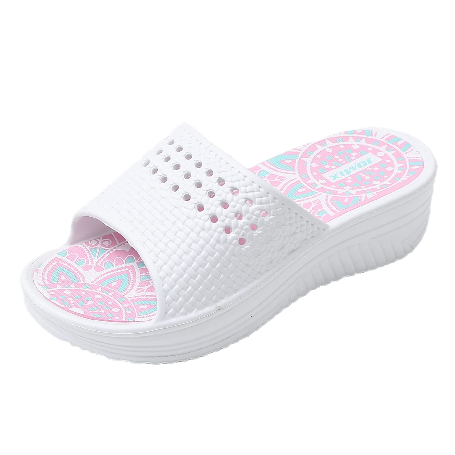 JOMIX Sommer Schlappen Damen Rutschfeste Sandalen Bunte Badelatschen Badeschlappen Meer Pool Strand Schwimmen Indoor Outdoor