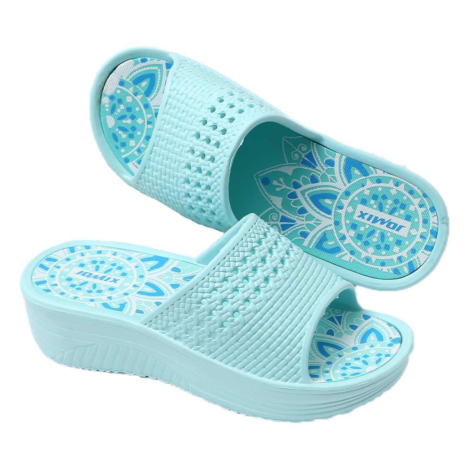 JOMIX Sommer Schlappen Damen Rutschfeste Sandalen Bunte Badelatschen Badeschlappen Meer Pool Strand Schwimmen Indoor Outdoor