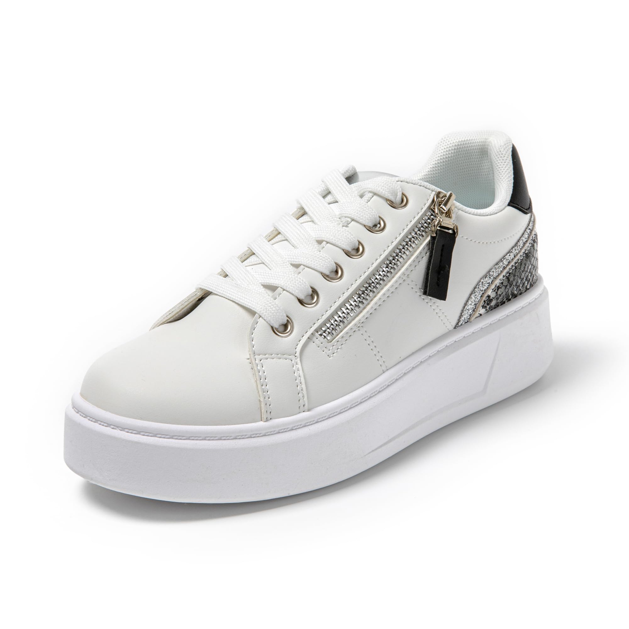 JOMIX Sportschuhe Damen Leicht Leder Platform Sneaker Atmungsaktiv Plateau Laufschuhe Fitness Turnschuhe Wanderschuhe Freizeitschuhe