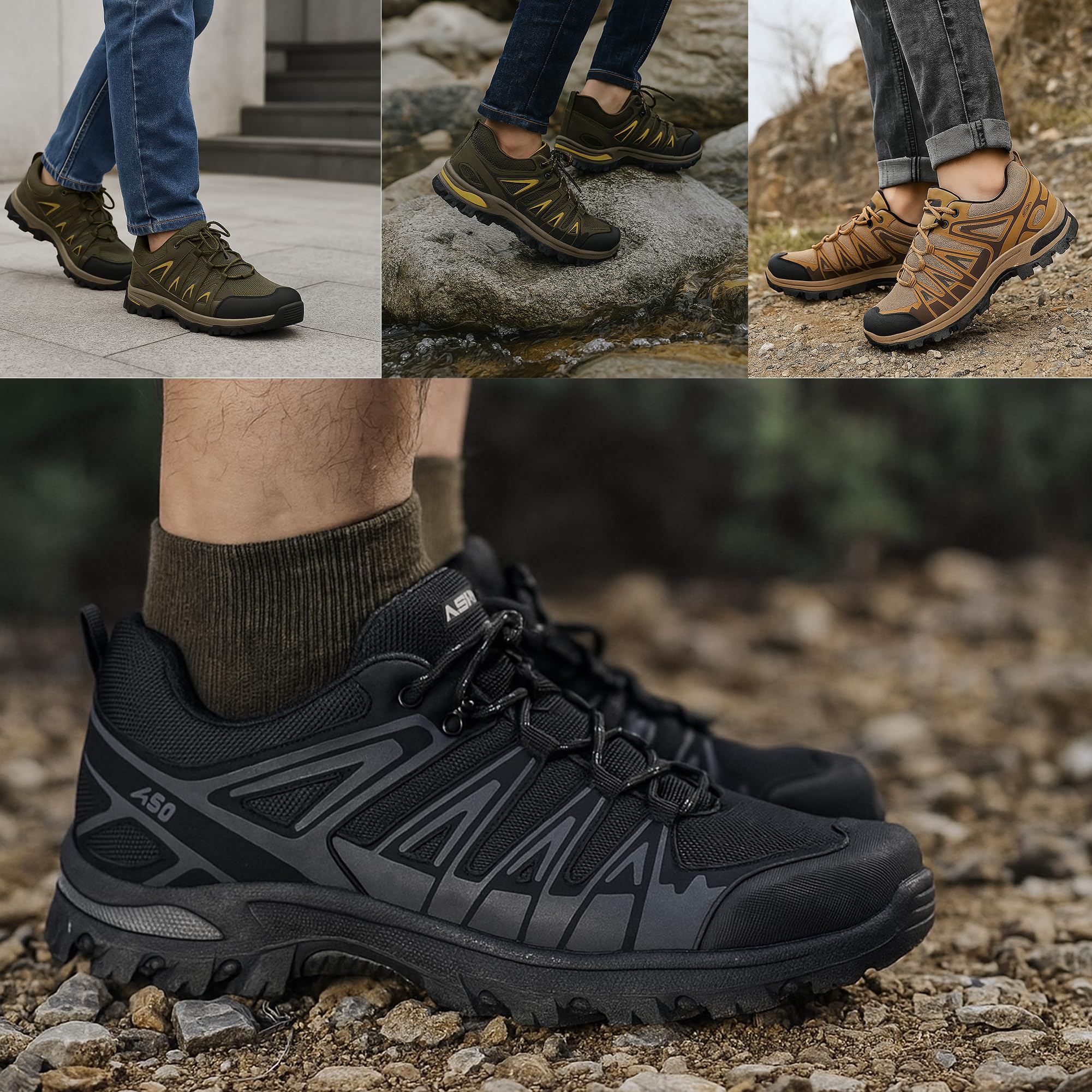 JOMIX Trekkingschuhe Herren Leichte Hiking Schuhe Wandern Trekking Bergsteigen Atmungsaktiv Rutschfest Komfortabel und Robuste Wanderschuhe Sneakers für Reisen Camping und Alltag