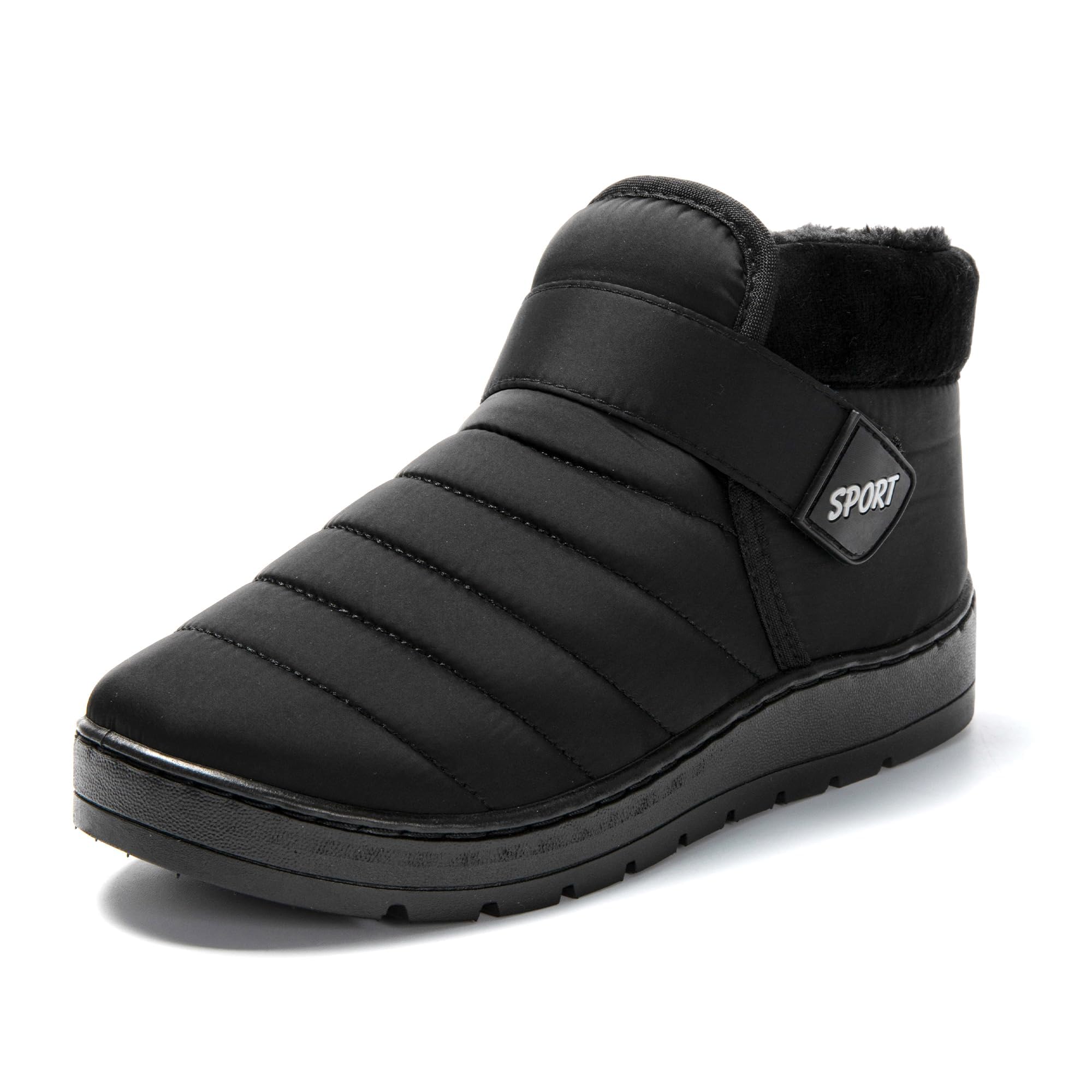 JOMIX Unisex Winter Stiefeletten Warme Gefüttert Winterstiefel Puff Klettverschluss Winterschuhe Herren Antirutsch Sohle Stiefel Outdoor Boots