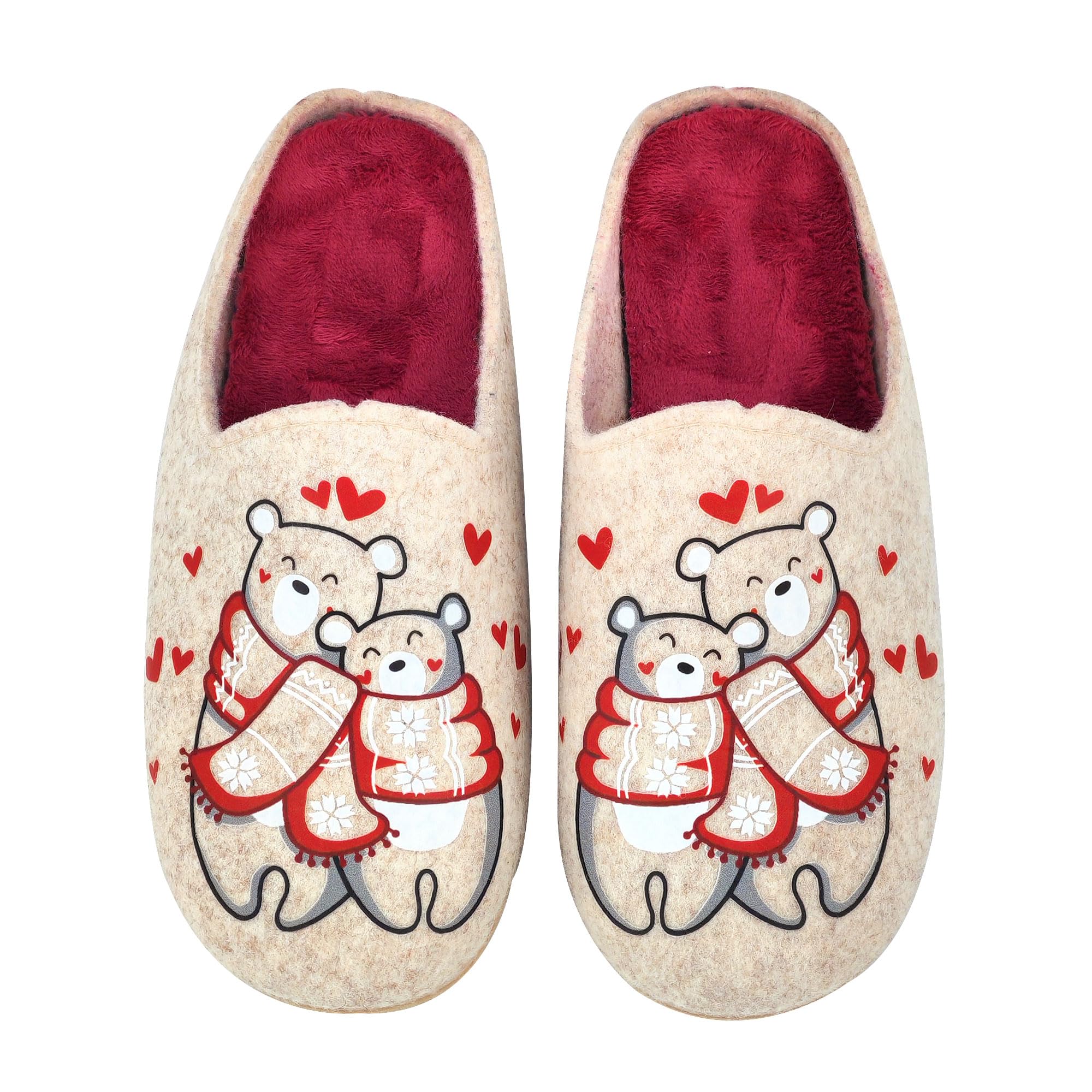 JOMIX Warme Flizpantoffeln Damen Hausschuhe Winter Gefütterte Pantoffeln Plüsch Slippers Rutschfeste Puschen mit Fußbett