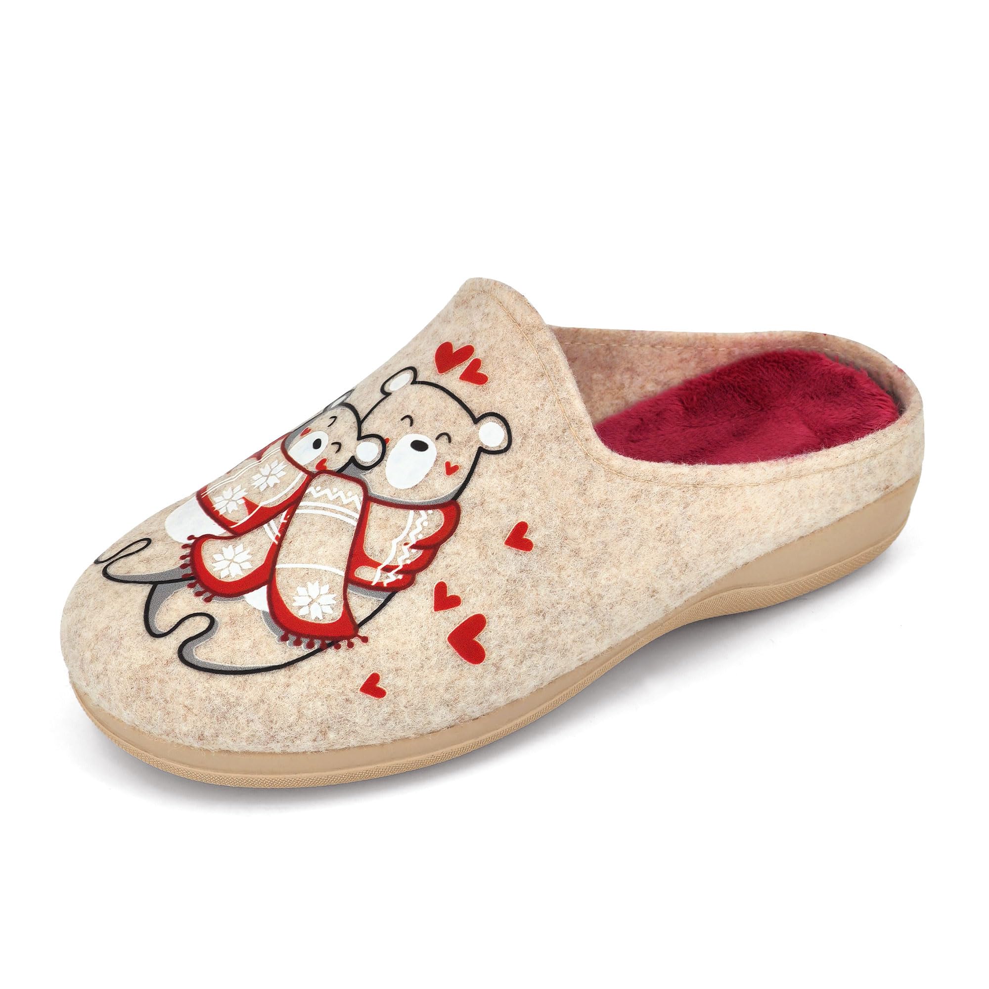 JOMIX Warme Flizpantoffeln Damen Hausschuhe Winter Gefütterte Pantoffeln Plüsch Slippers Rutschfeste Puschen mit Fußbett