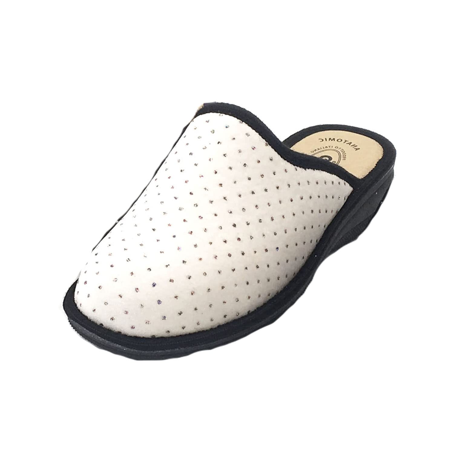 JOMIX Winter Hausschuhe Damen Bequeme Pantoffeln Punkten Italien Slippers Indoor