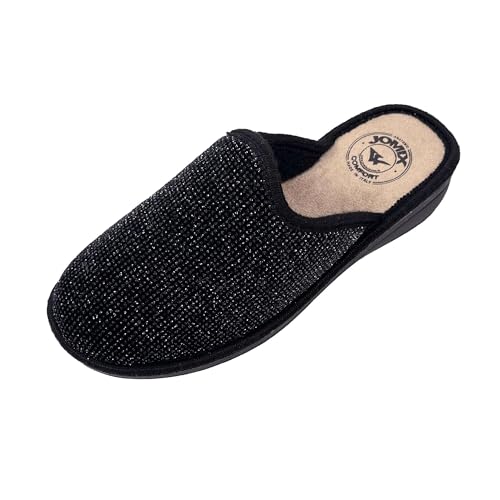 JOMIX Winter Hausschuhe Damen Bequeme Pantoffeln Punkten Italien Slippers Indoor