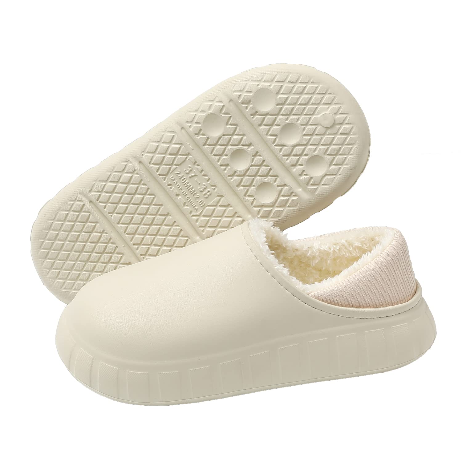 JOMIX Winter Hausschuhe Damen Fleece Gefütterte Clogs Warme Wasserdicht Pantoffeln Elastischen Hausclogs Indoor Outdoor