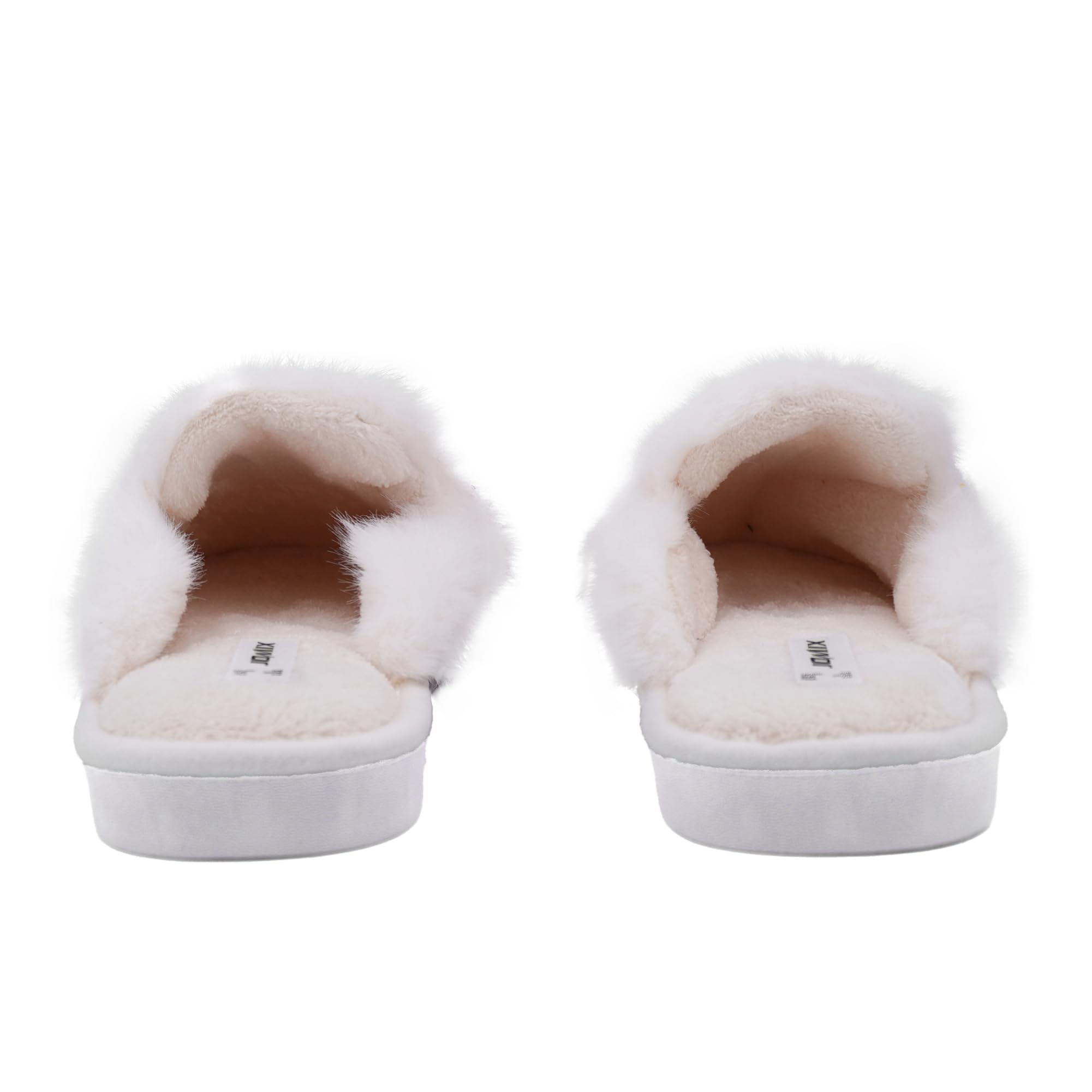 JOMIX Winter Hausschuhe Damen Plüschige Warme Pantoletten Mit Strassschleife Rutschfest und Bequem