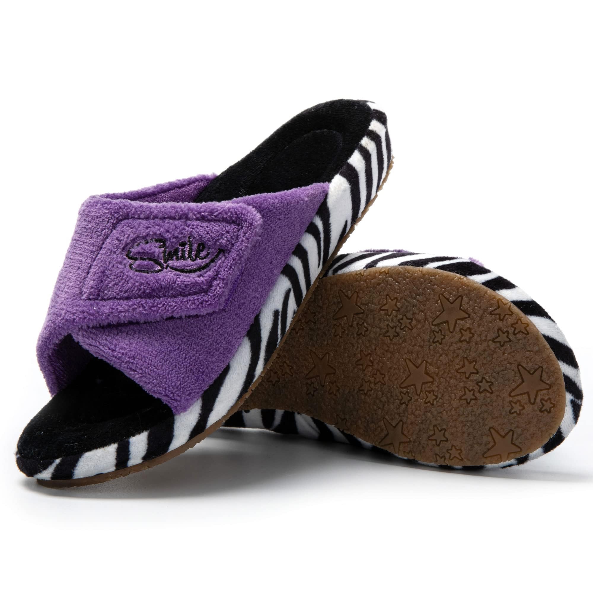 JOMIX Winter Hausschuhe Damen Stylische Pantoffeln Klettverschluss Bequeme Frottee Slippers Indoor Outdoor