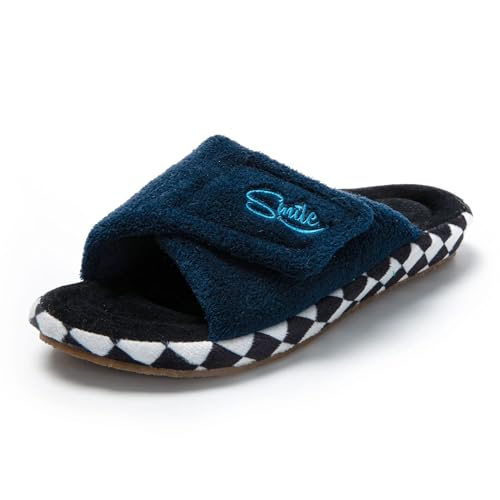 JOMIX Winter Hausschuhe Damen Stylische Pantoffeln Klettverschluss Bequeme Frottee Slippers Indoor Outdoor