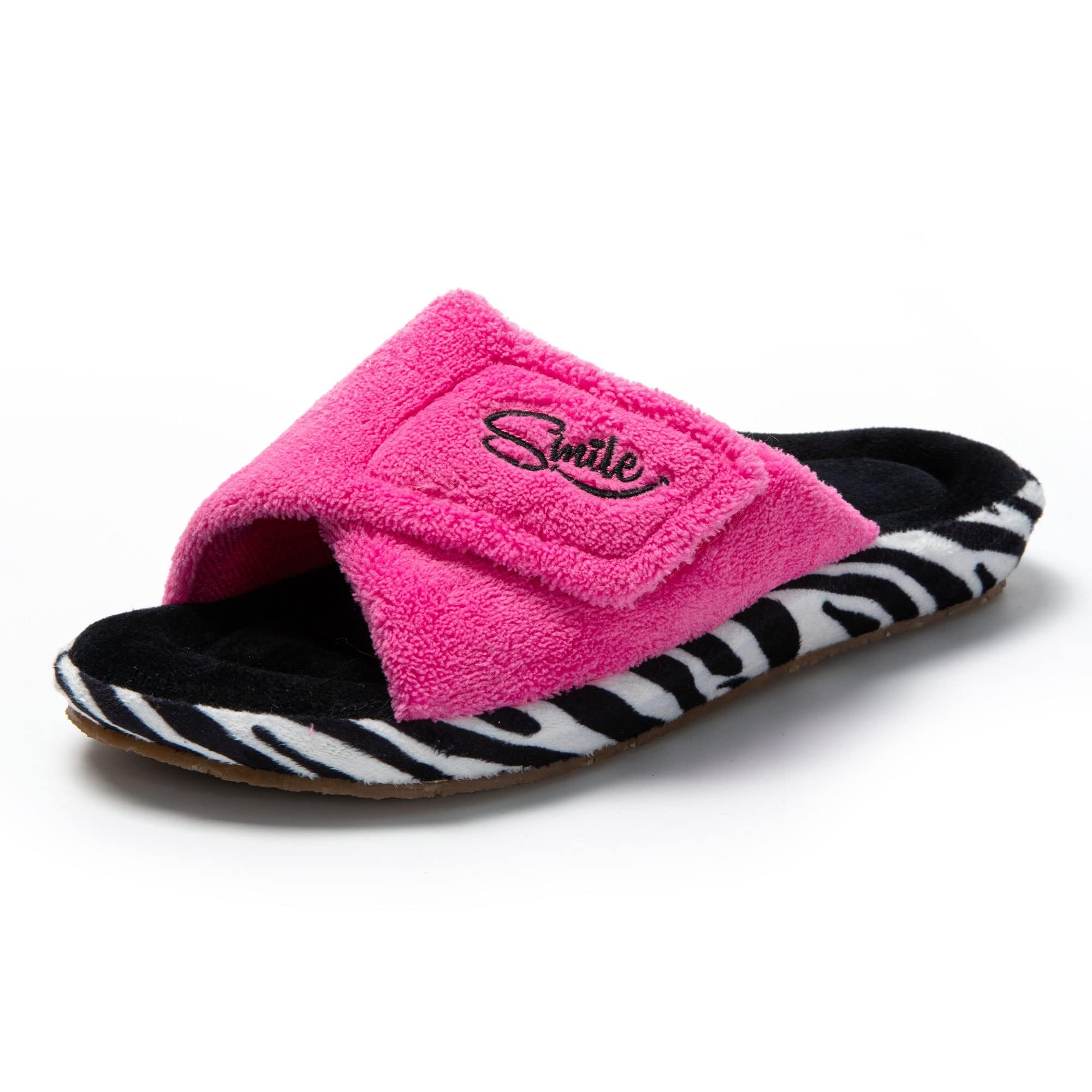 JOMIX Winter Hausschuhe Damen Stylische Pantoffeln Klettverschluss Bequeme Frottee Slippers Indoor Outdoor