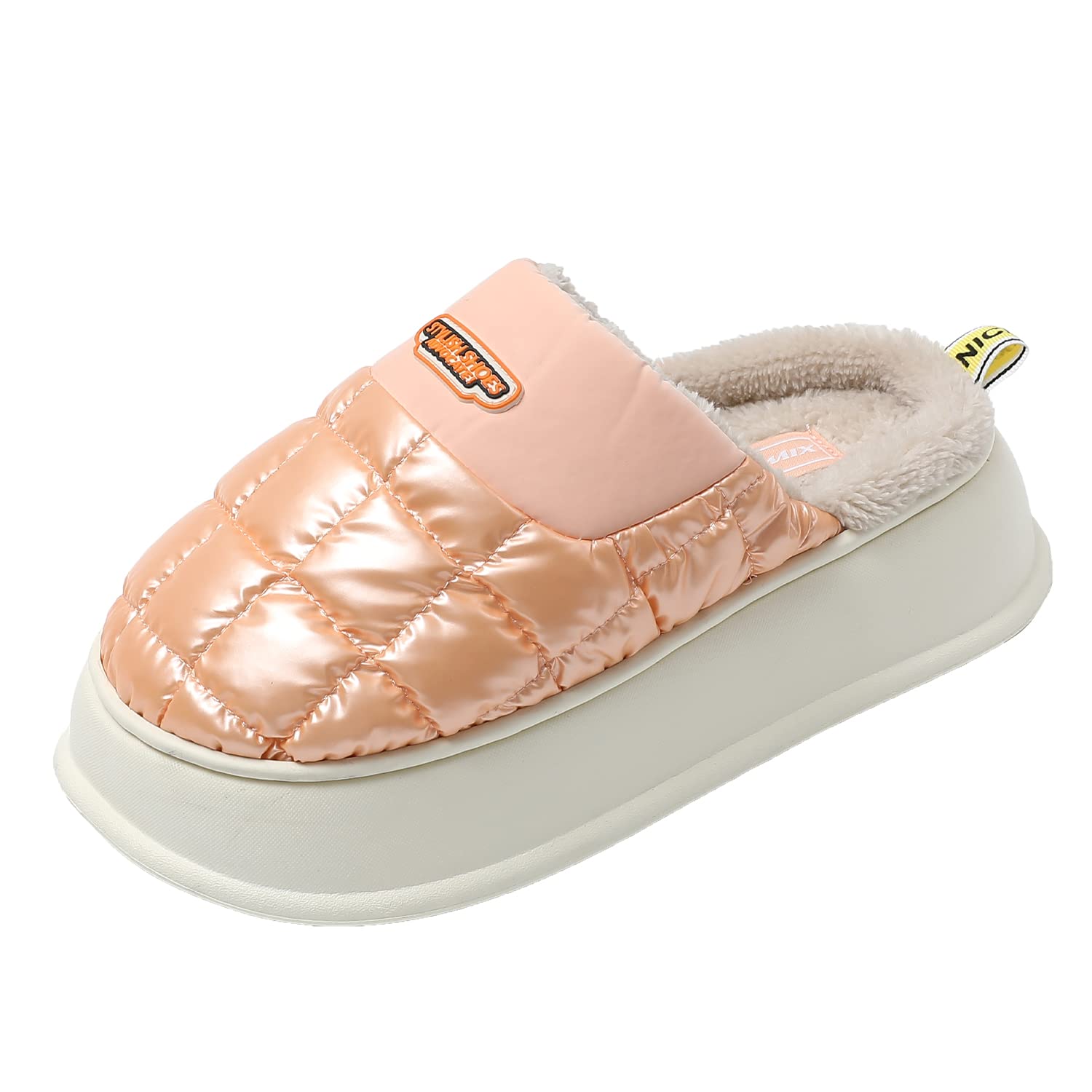 JOMIX Winter Hausschuhe Damen Warme Plüsch Gefüttert Pantoffeln Puff Slippers Plateau Puschen Indoor Outdoor