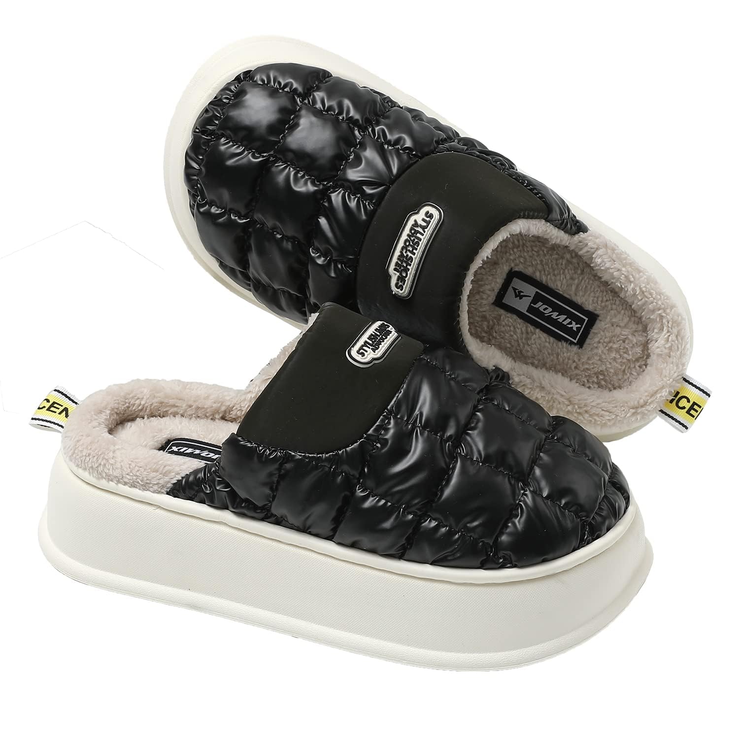 JOMIX Winter Hausschuhe Damen Warme Plüsch Gefüttert Pantoffeln Puff Slippers Plateau Puschen Indoor Outdoor