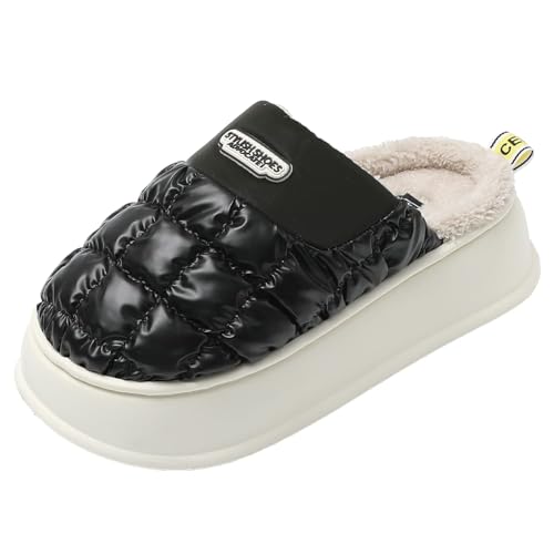 JOMIX Winter Hausschuhe Damen Warme Plüsch Gefüttert Pantoffeln Puff Slippers Plateau Puschen Indoor Outdoor