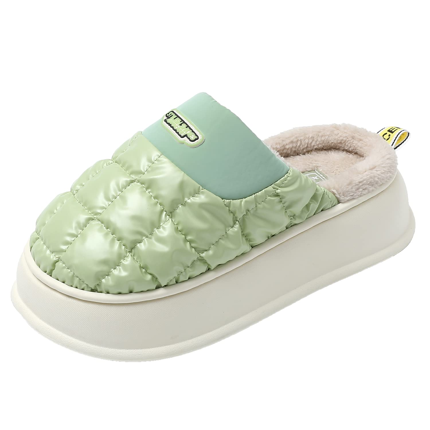 JOMIX Winter Hausschuhe Damen Warme Plüsch Gefüttert Pantoffeln Puff Slippers Plateau Puschen Indoor Outdoor