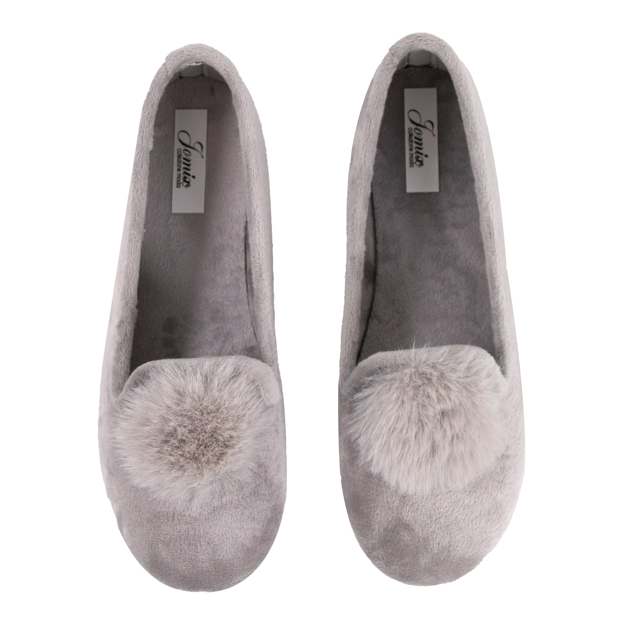 JOMIX Winter Mokassins Damen Elegante Loafers Spanische Warme Plüsch Hausschuhe Slippers Indoor