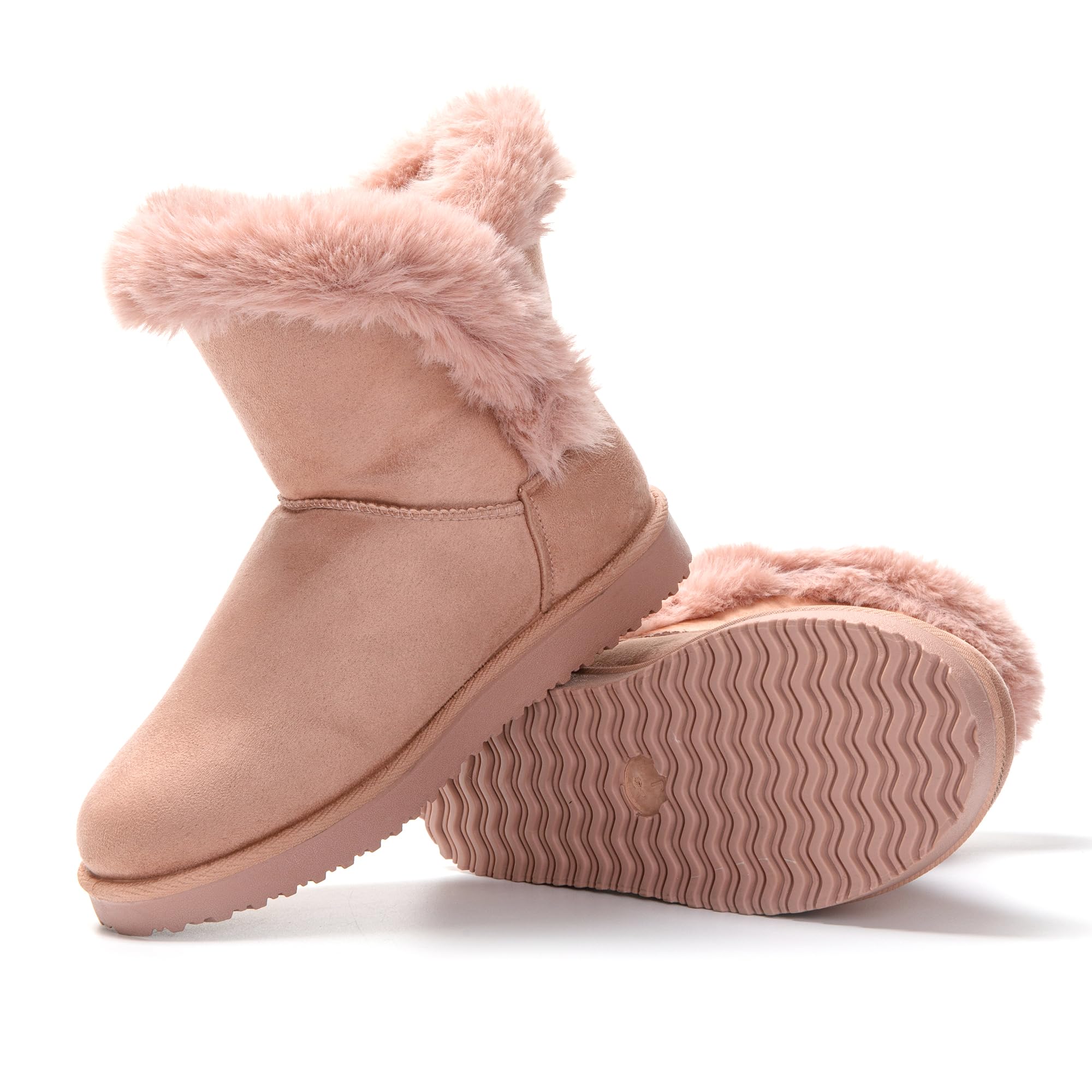 JOMIX Winter Stiefeletten Damen Warme Wildleder Boots Flauschige Fell Stiefel Gefütterte Winterstiefel Warme Winterstiefel Chukka Boots