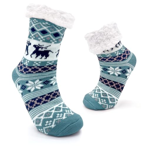JOMIX Winter Stoppersocken Damen Dicke Socken Rutschfeste Hüttensocken Anti - Rutsch Sohle Flauschige Haussocken Plüschsocken