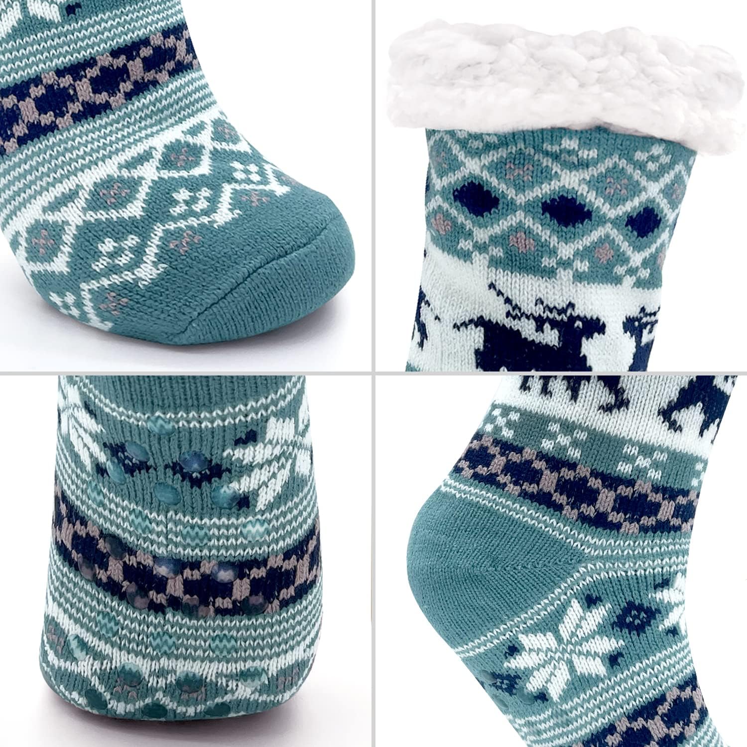 JOMIX Winter Stoppersocken Damen Dicke Socken Rutschfeste Hüttensocken Anti - Rutsch Sohle Flauschige Haussocken Plüschsocken