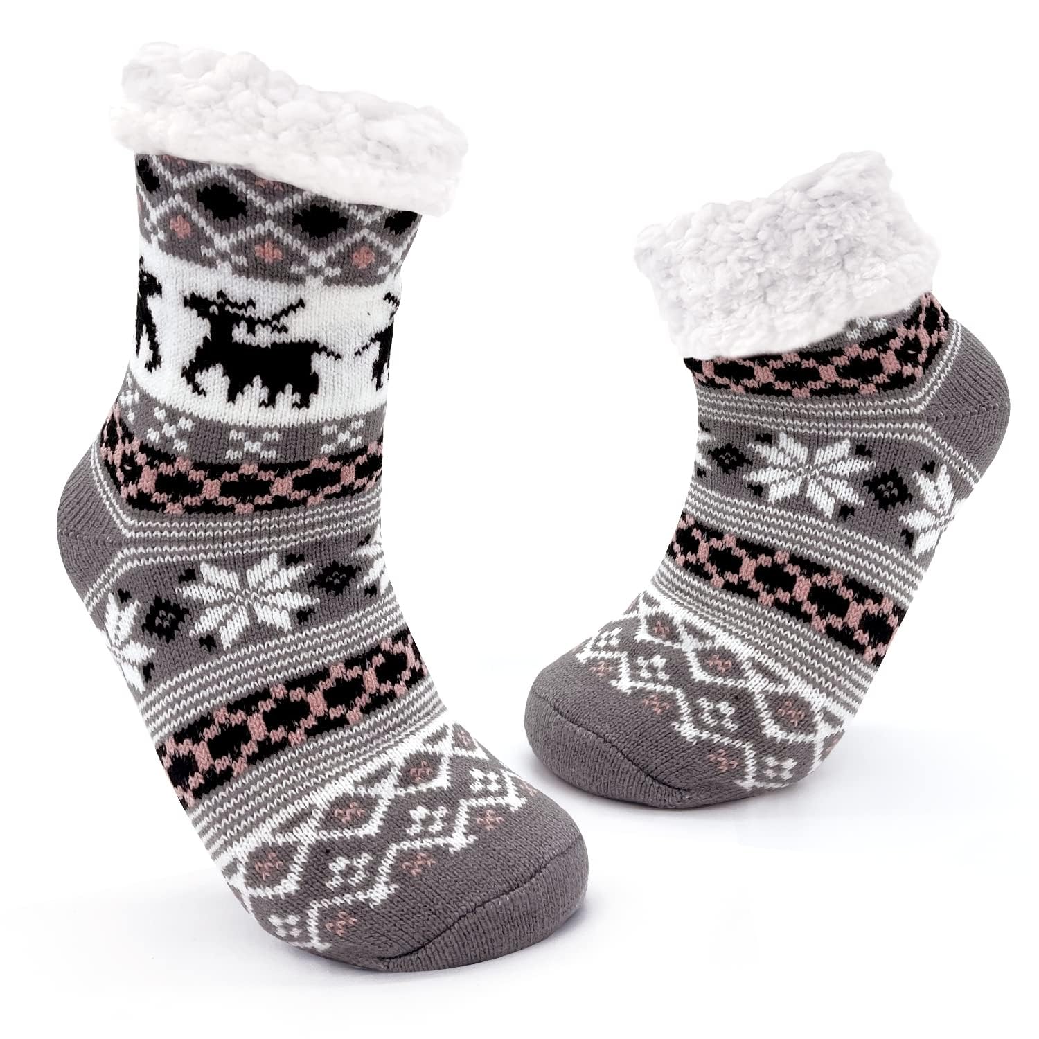 JOMIX Winter Stoppersocken Damen Dicke Socken Rutschfeste Hüttensocken Anti - Rutsch Sohle Flauschige Haussocken Plüschsocken