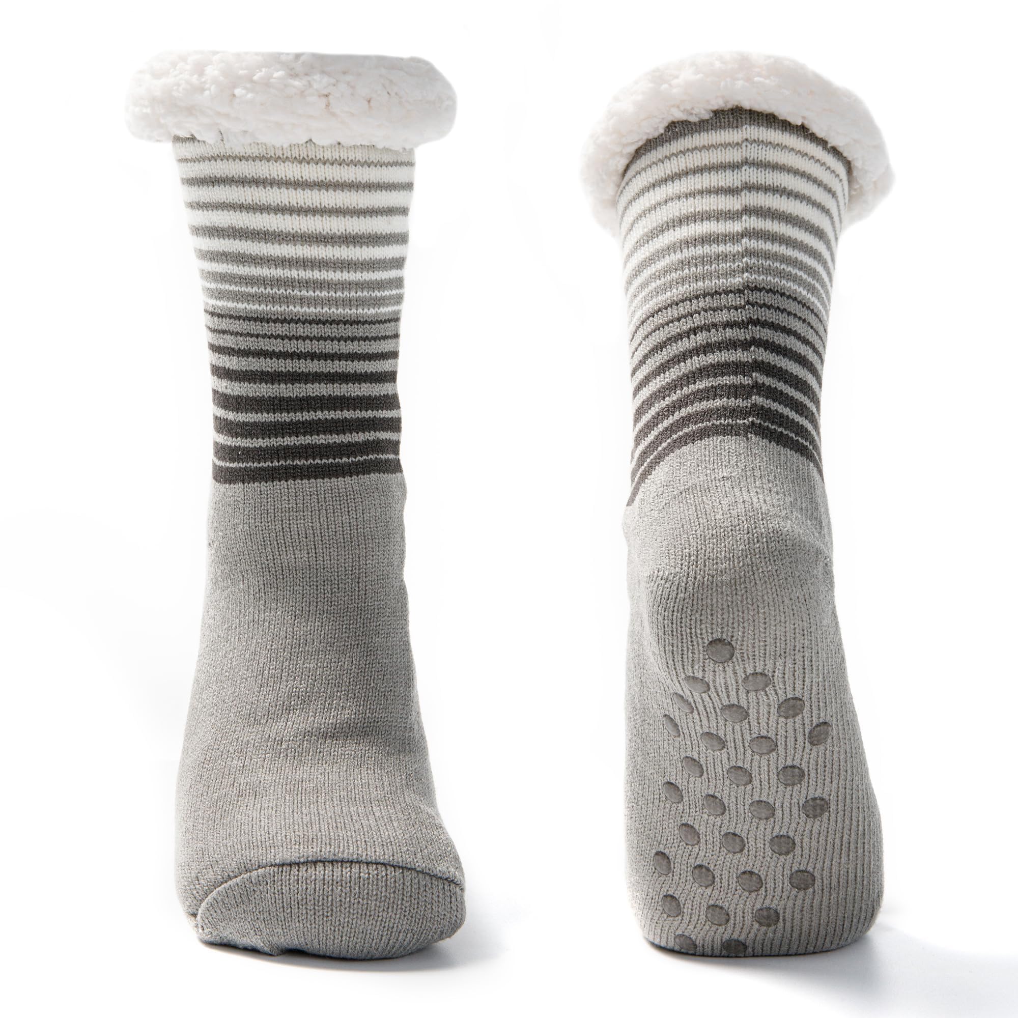 JOMIX Winter Stoppersocken Herren Dicke Socken Rutschfeste Hüttensocken Weihnachts Anti - Rutsch Sohle Gestreifte Flauschige Haussocken Plüschsocken