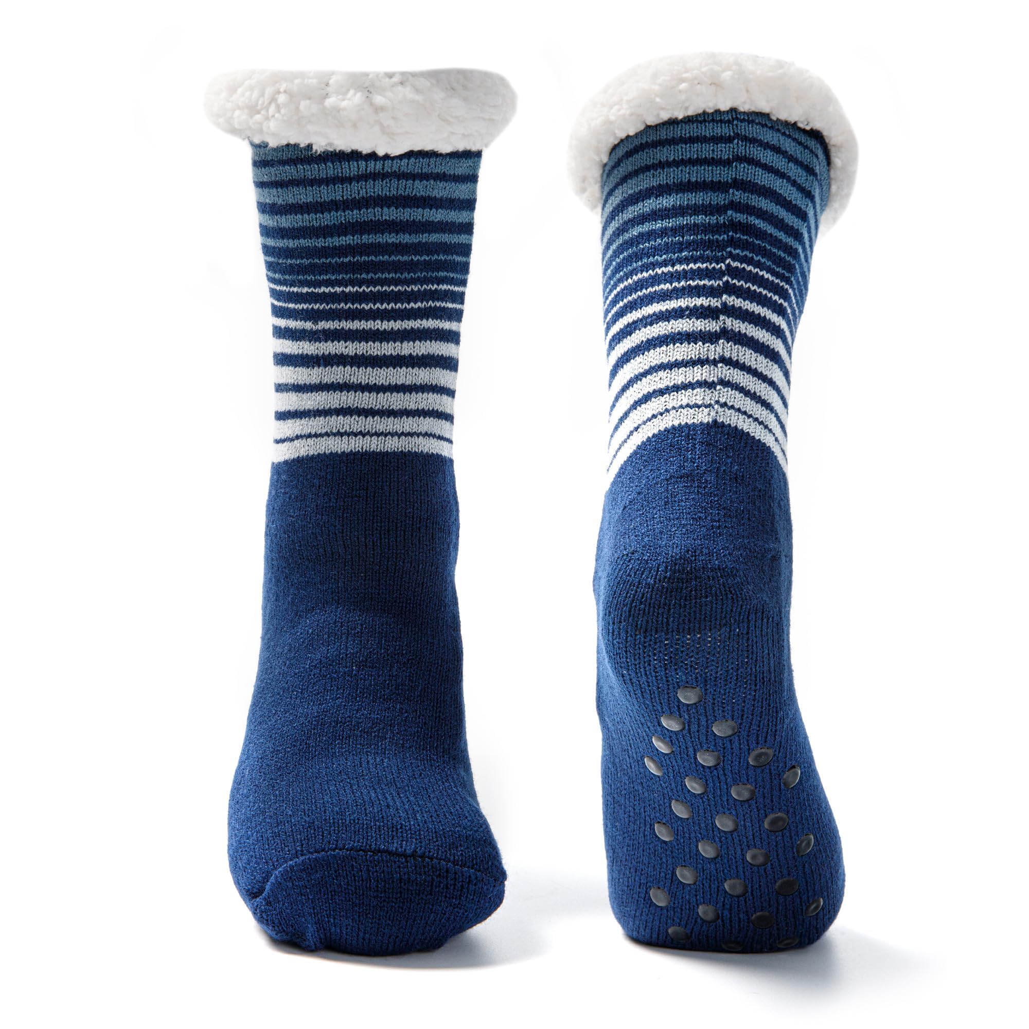 JOMIX Winter Stoppersocken Herren Dicke Socken Rutschfeste Hüttensocken Weihnachts Anti - Rutsch Sohle Gestreifte Flauschige Haussocken Plüschsocken