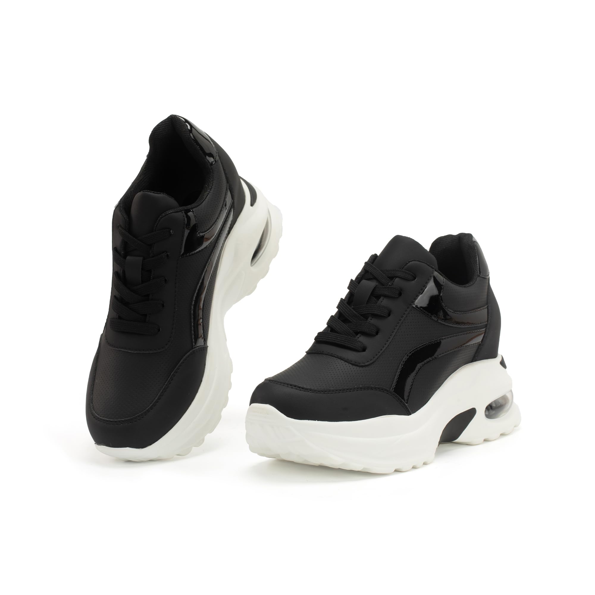 JOMIX Zapatillas Mujer Altas con Amortiguación de Aire Zapatos Depotivos Adultos Elegantes Sneakers con Plataforma Elevada Talla 36 - 41 EU