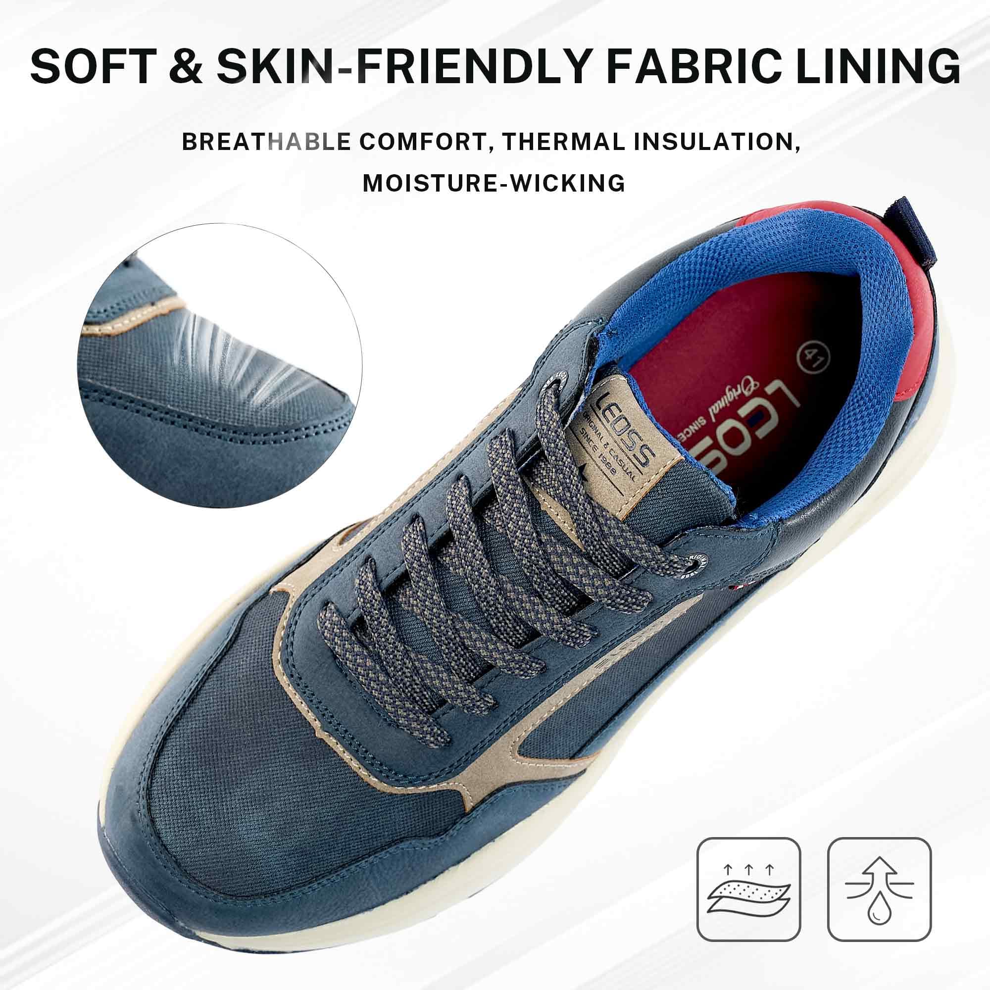 LEOSS ORIGINAL Scarpe da Ginnastica Uomo Sneaker con Lacci Scarpe da Città Scarpe da Escursionismo Casual Scarpe da Walking in Pelle Sportive