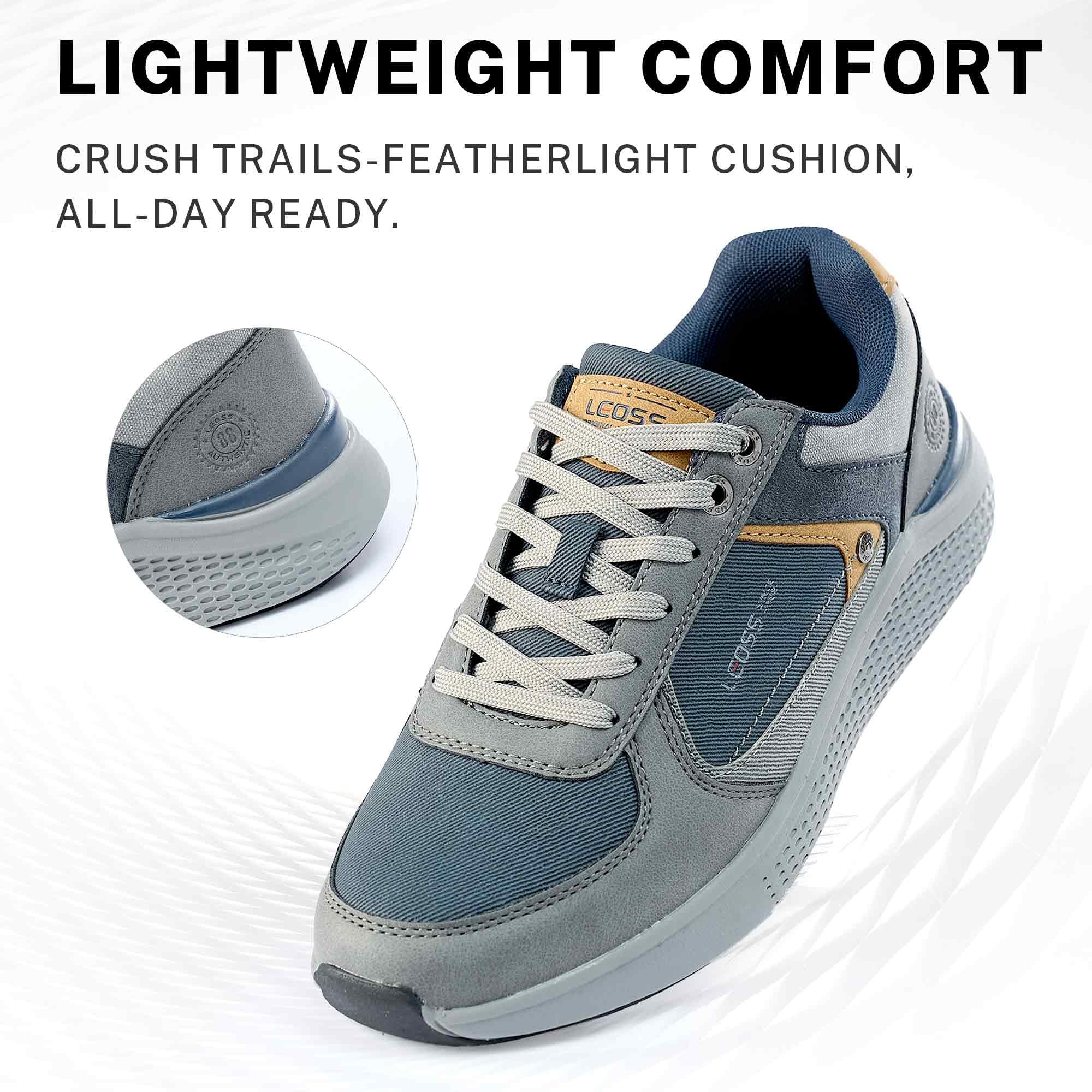 LEOSS ORIGINAL Scarpe da Ginnastica Uomo Sneaker con Lacci Scarpe da Città Scarpe da Escursionismo Casual Scarpe da Walking in Pelle Sportive