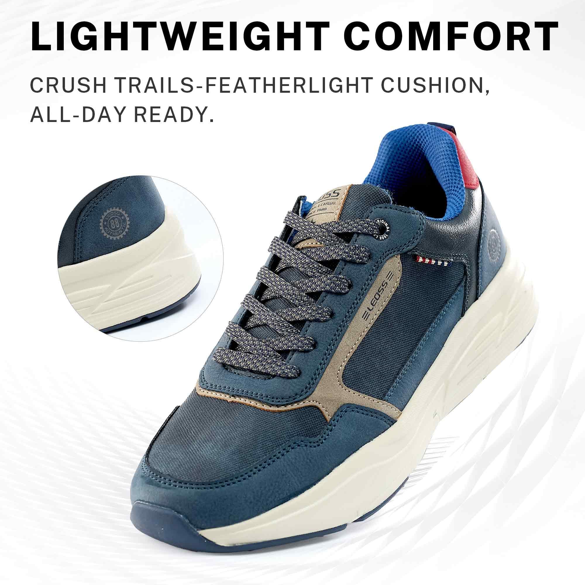 LEOSS ORIGINAL Scarpe da Ginnastica Uomo Sneaker con Lacci Scarpe da Città Scarpe da Escursionismo Casual Scarpe da Walking in Pelle Sportive