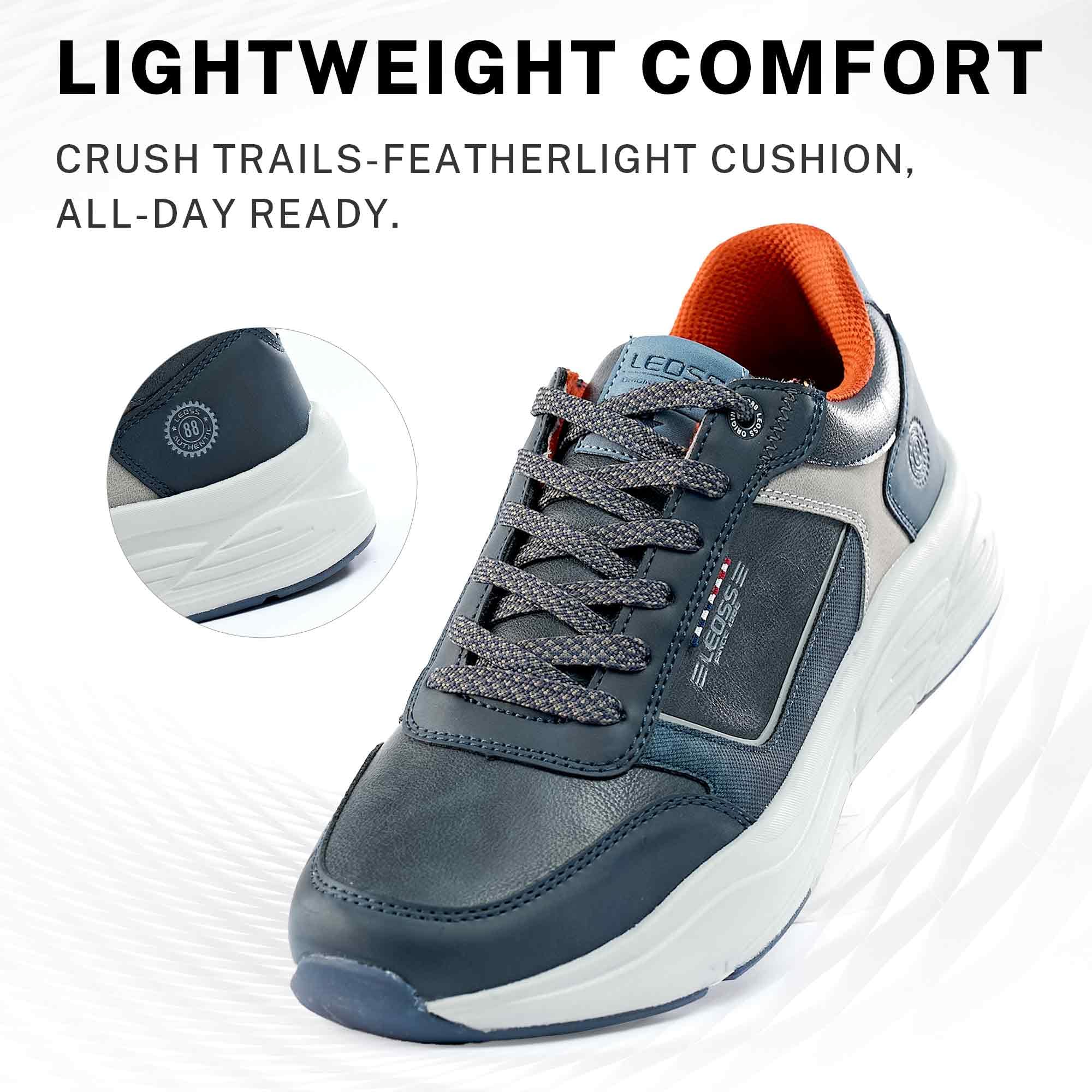 LEOSS ORIGINAL Zapatillas de deporte para hombre, zapatillas con cordones, zapatos de ciudad, zapatos de senderismo informales, zapatos de caminar de cuero deportivos