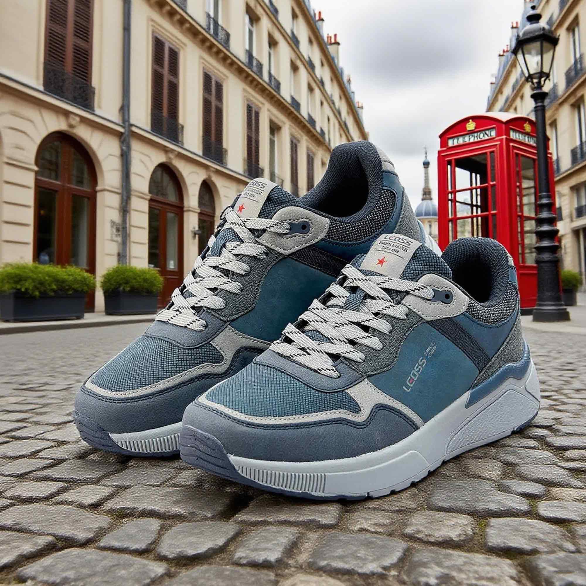 LEOSS ORIGINAL Zapatillas de senderismo para hombre, zapatillas de deporte con cordones, zapatos de calle, para el tiempo libre, para caminar, zapatos deportivos de piel