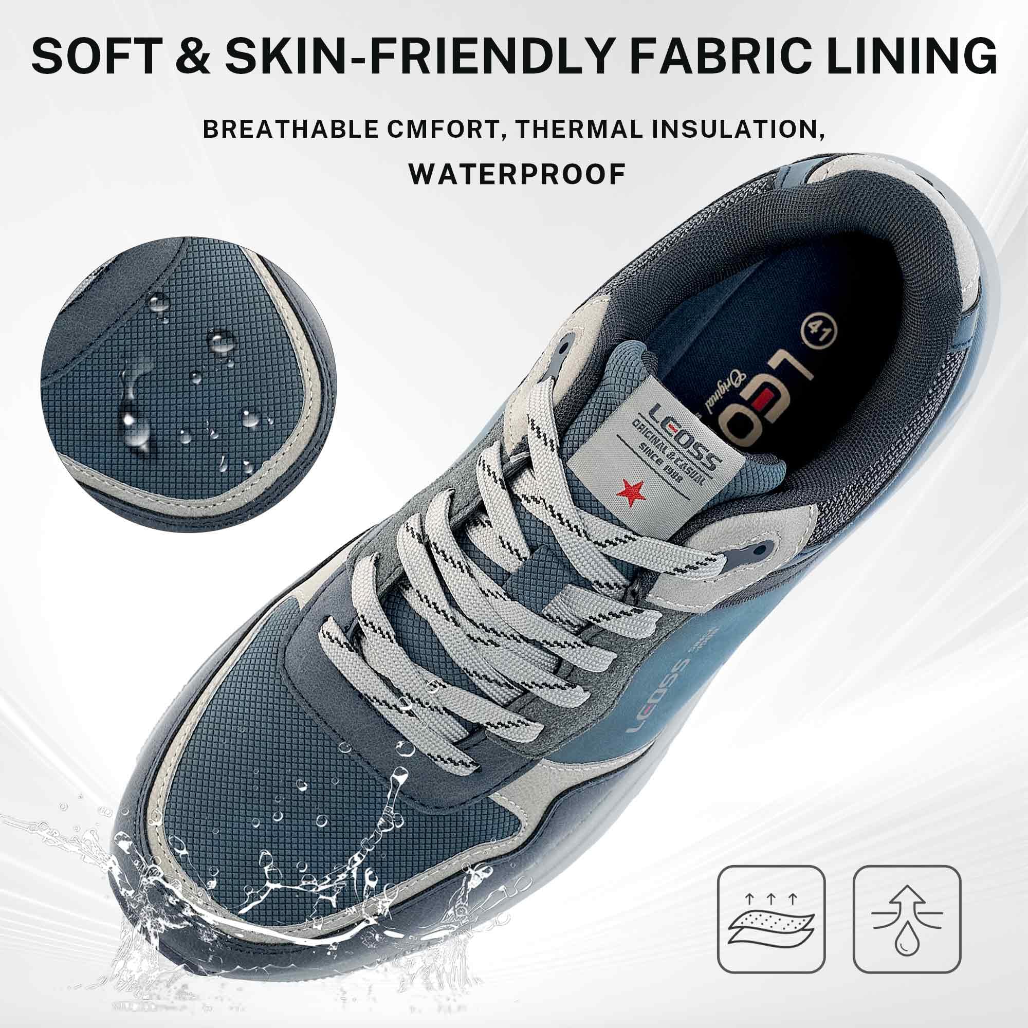 LEOSS ORIGINAL Zapatillas de senderismo para hombre, zapatillas de deporte con cordones, zapatos de calle, para el tiempo libre, para caminar, zapatos deportivos de piel