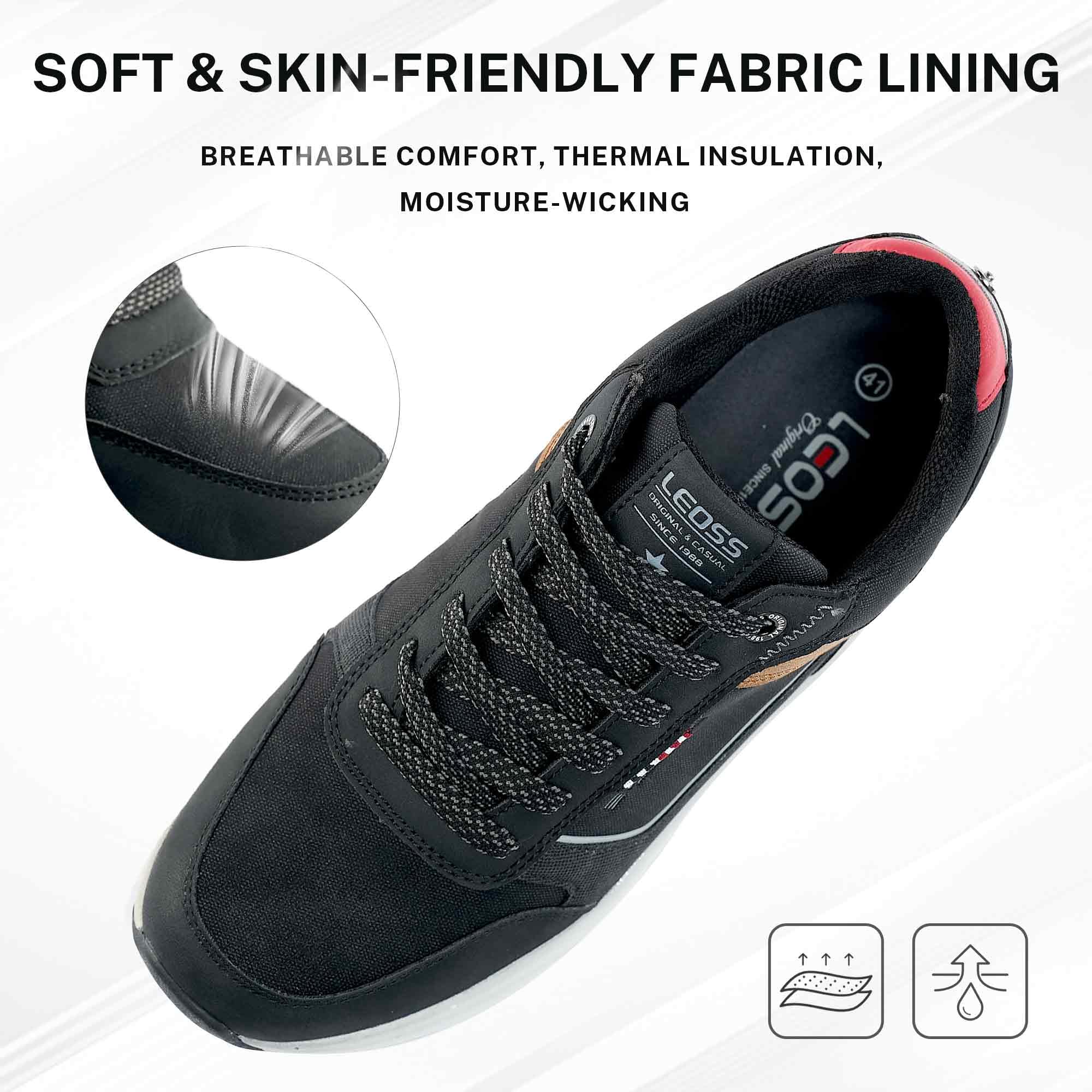 LEOSS ORIGINAL Zapatillas de senderismo para hombre, zapatillas de deporte con cordones, zapatos de calle, zapatos de ocio, zapatos de caminar, zapatos deportivos de piel, antideslizantes