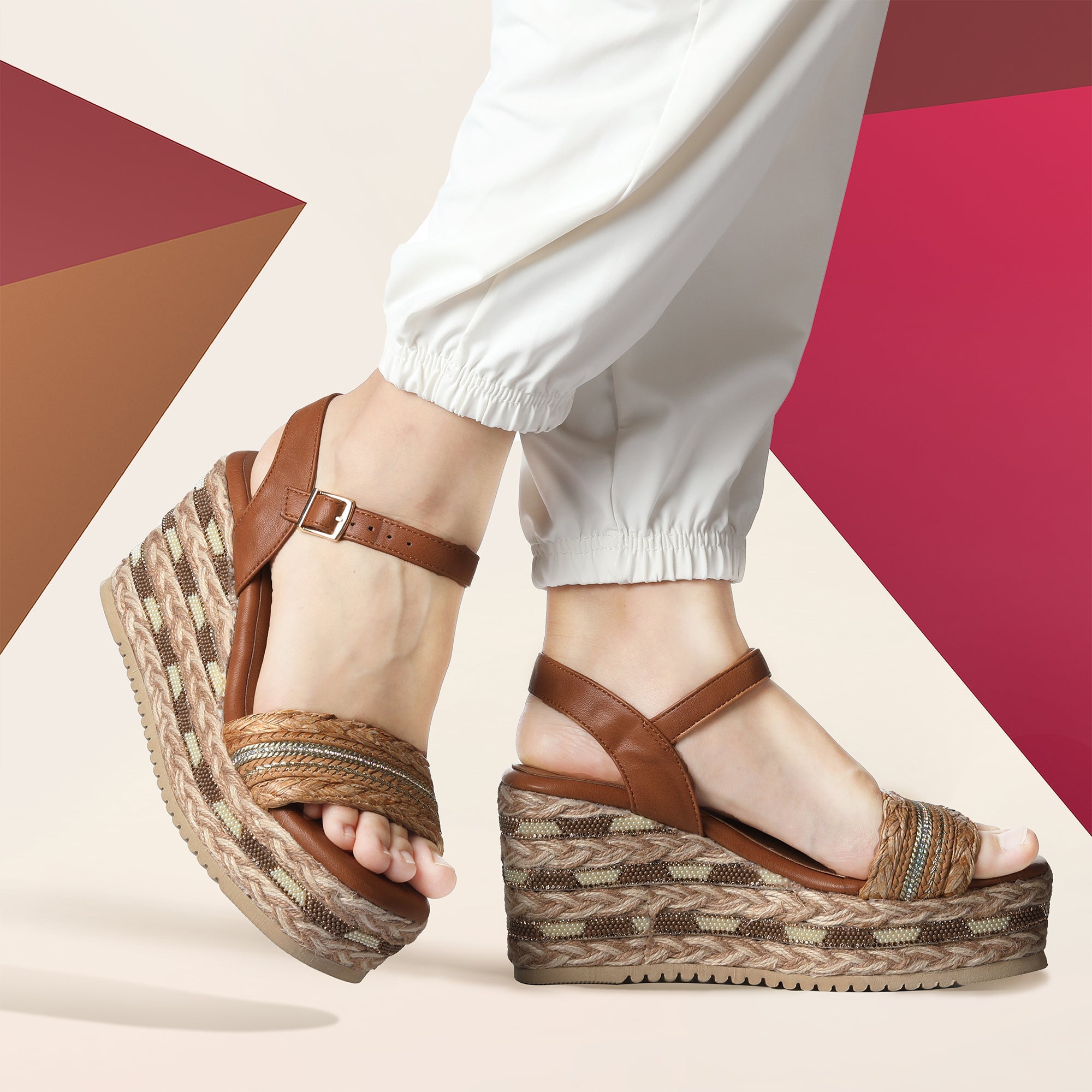 MISSCAI Sandali Estivi da Donna con Zeppa Suola in Gomma EVA Leggera e Morbida WWS250140