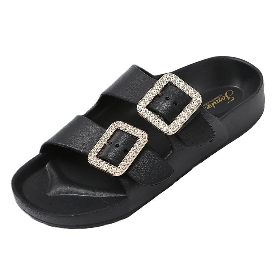 JOMIX Ciabatte Donna Estive Comode Mare Casa Piscina in Gomma EVCiabatte Elegnate Fibbia Decorato Strass SD8003