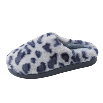 JOMIX Damen Hausschuhe Winter Leopard Pantoffeln Warme Plüsch Baumwolle Bequeme Slippers Rutschfeste Puschen