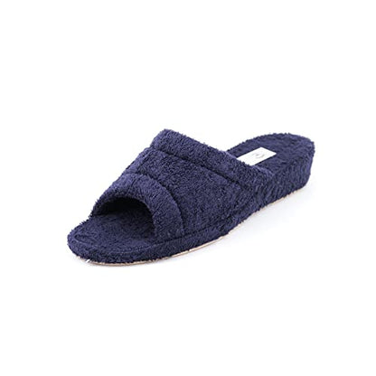 JOMIX Frottee Hausschuhe Damen Weiche Keilabsatz Pantoffeln Offen Bequeme Einfarbige Slipper Indoor