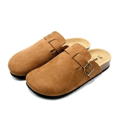 JOMIX Pantoletten Herren Sommer Clogs Leder Sandalen Bequeme Kork Fußbett Strand Outdoor