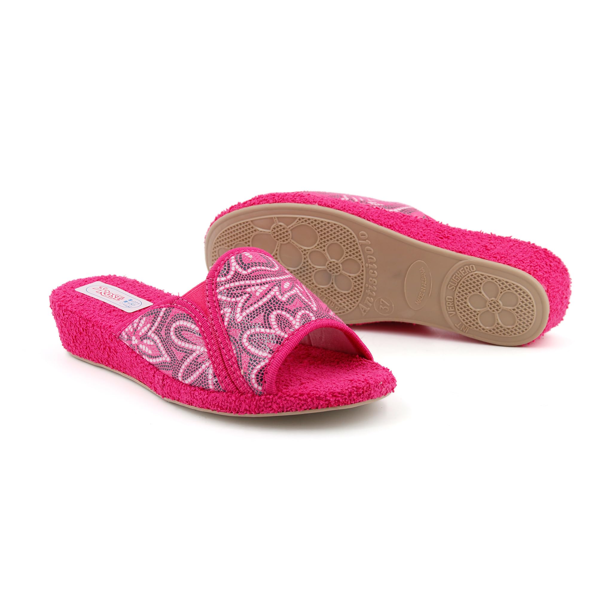 3Rose Chanclas de mujer de rizo con cuña interior de corcho y elástico