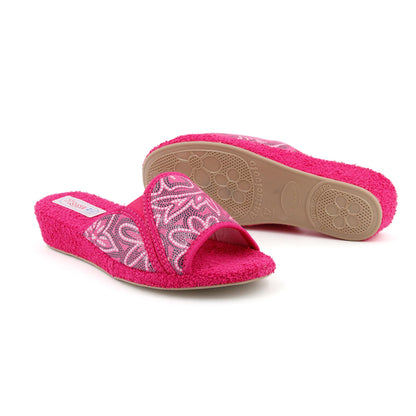 3Rose Chanclas de mujer de rizo con cuña interior de corcho y elástico