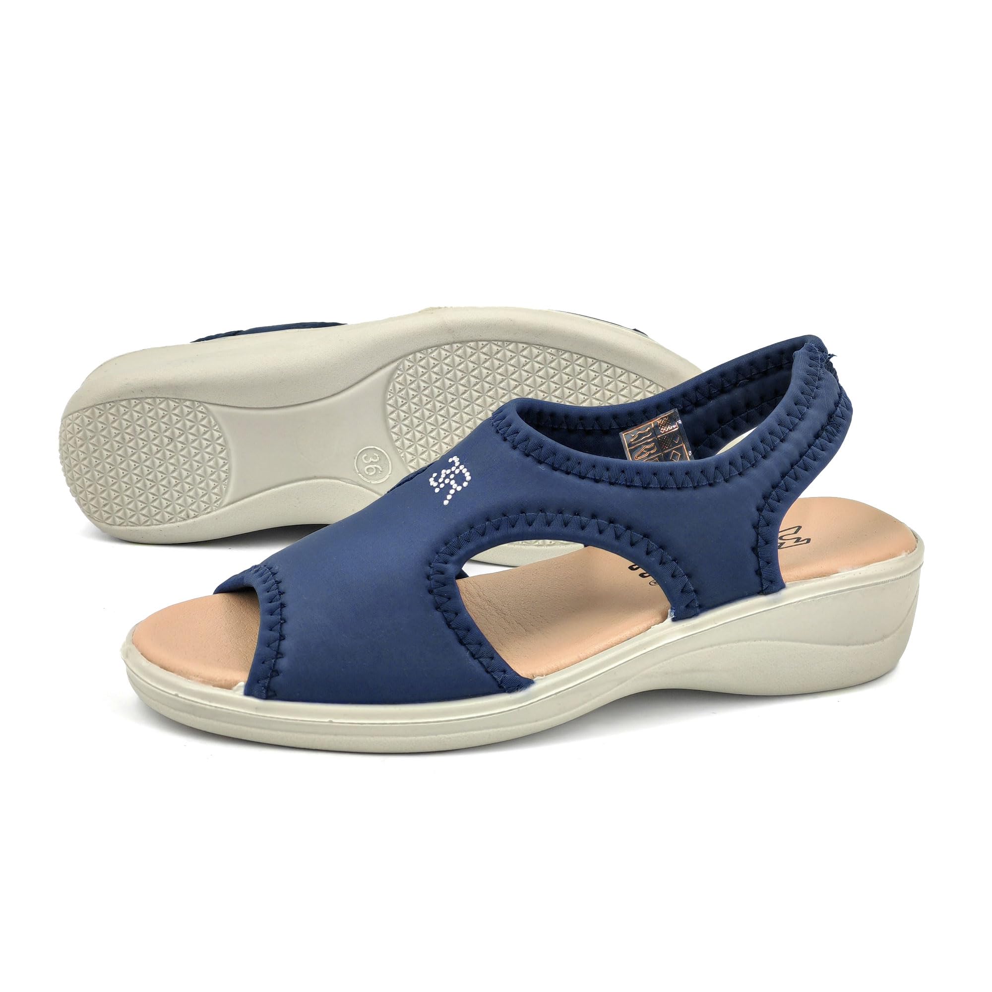 3Rose Sandalias de moda para mujer, de verano, de cuña de tela acolchada cómoda