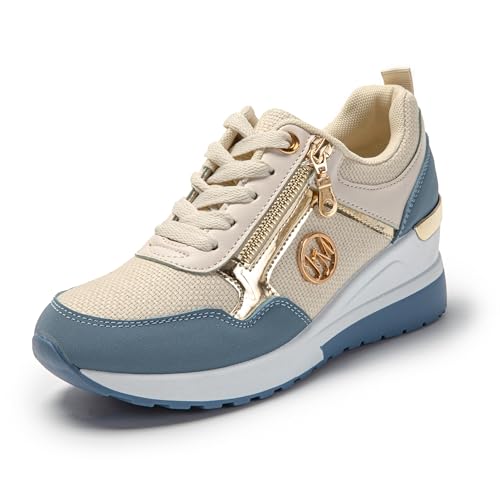 JOMIX Damen Laufschuhe Atmungsaktiv Sneaker Leichtes Sportschuhe Turnschuhe Elegant Plateau Frizeitschuhe