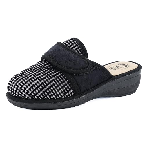 JOMIX Hausschuhe Damen Pantoletten mit Absatz Winter Bequeme Anatomische Pantoffeln Made in Italy
