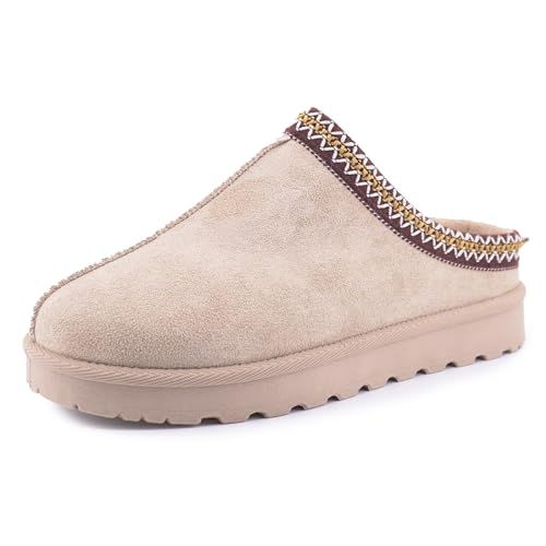 JOMIX Winter Hausschuhe Damen Lässige Slip On Slipper Warme Plüsch Kunstwildleder Geschlossen Pantoffeln