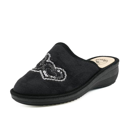 JOMIX Hausschuhe Damen Pantoletten mit Absatz Winter Bequeme Anatomische Pantoffeln Made in Italy